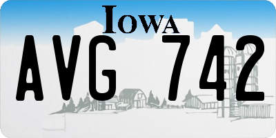 IA license plate AVG742