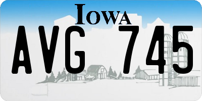 IA license plate AVG745