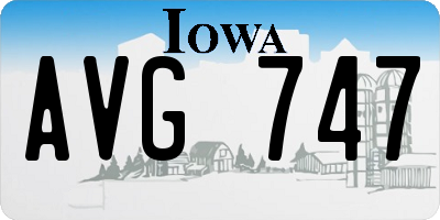 IA license plate AVG747