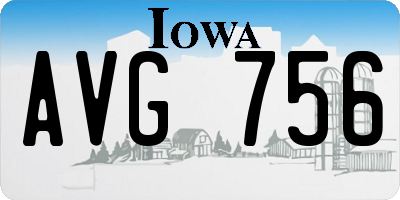 IA license plate AVG756