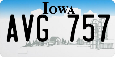IA license plate AVG757
