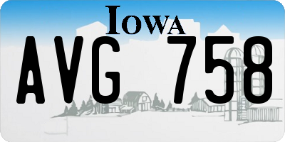 IA license plate AVG758