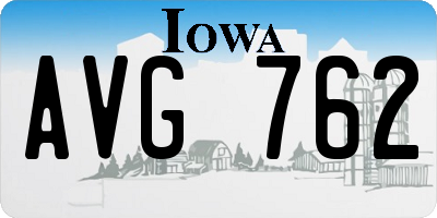 IA license plate AVG762