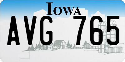 IA license plate AVG765