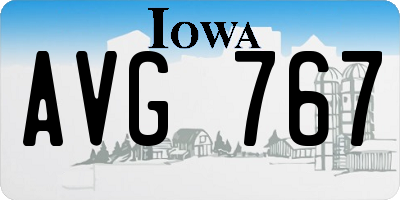 IA license plate AVG767