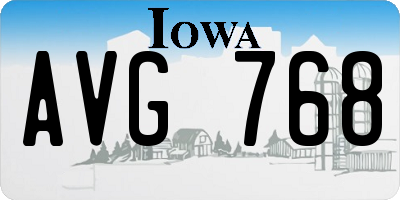 IA license plate AVG768