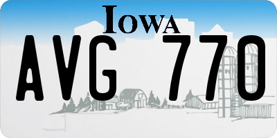 IA license plate AVG770