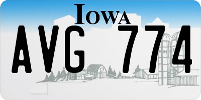 IA license plate AVG774
