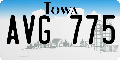 IA license plate AVG775
