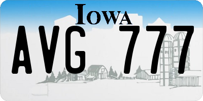 IA license plate AVG777