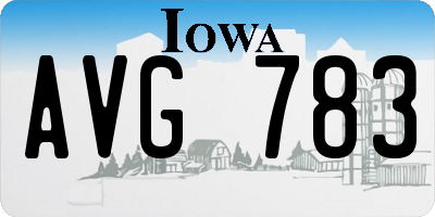 IA license plate AVG783