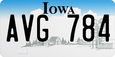 IA license plate AVG784