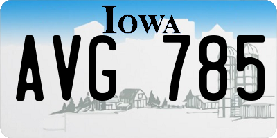 IA license plate AVG785