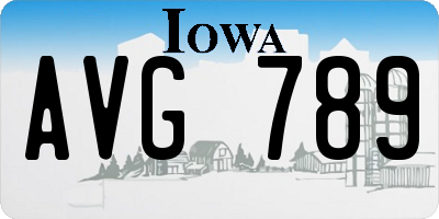 IA license plate AVG789