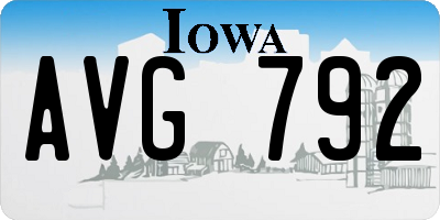 IA license plate AVG792