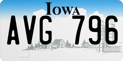 IA license plate AVG796