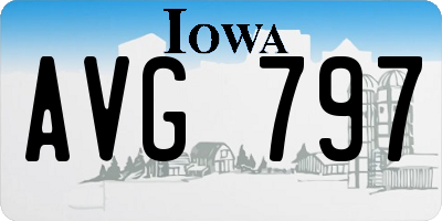IA license plate AVG797