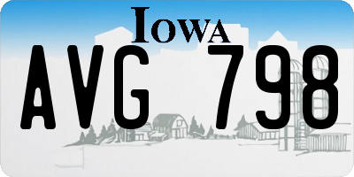 IA license plate AVG798