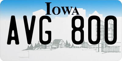 IA license plate AVG800
