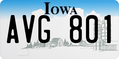 IA license plate AVG801