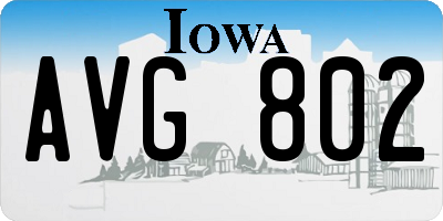 IA license plate AVG802