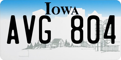 IA license plate AVG804