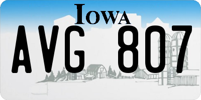 IA license plate AVG807