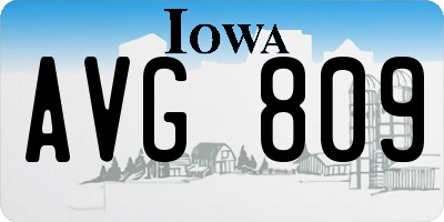 IA license plate AVG809