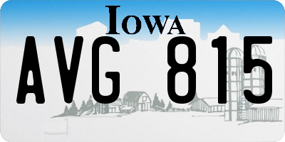 IA license plate AVG815