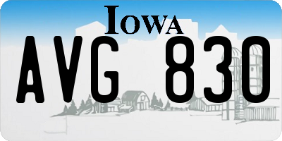 IA license plate AVG830