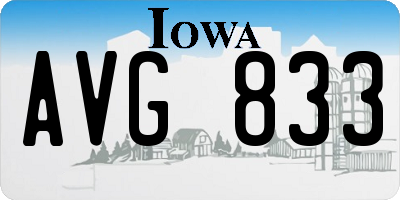 IA license plate AVG833