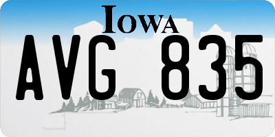 IA license plate AVG835