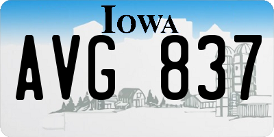 IA license plate AVG837