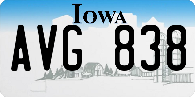 IA license plate AVG838