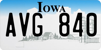 IA license plate AVG840