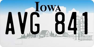 IA license plate AVG841