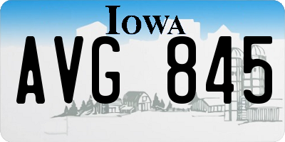 IA license plate AVG845