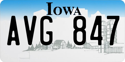 IA license plate AVG847