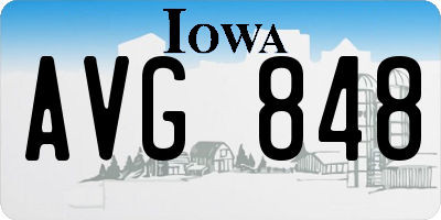 IA license plate AVG848
