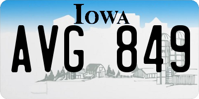 IA license plate AVG849