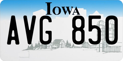 IA license plate AVG850