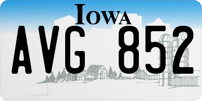 IA license plate AVG852