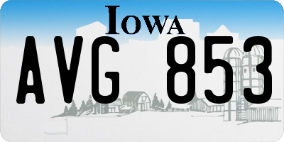 IA license plate AVG853