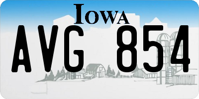 IA license plate AVG854