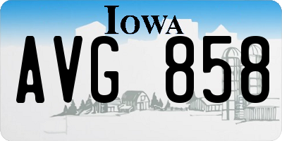 IA license plate AVG858