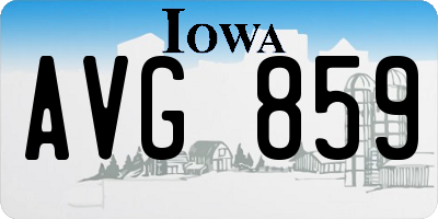 IA license plate AVG859