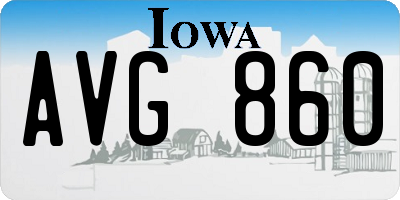 IA license plate AVG860