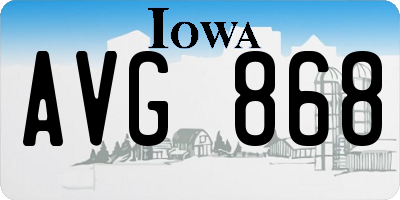 IA license plate AVG868