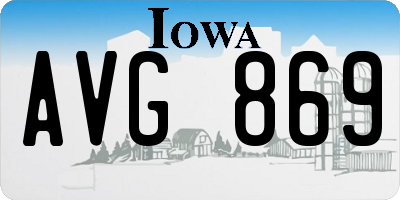 IA license plate AVG869