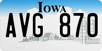 IA license plate AVG870